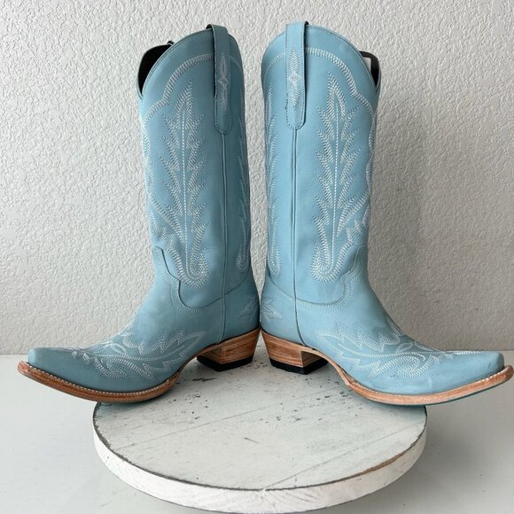 Lane LEXINGTON Womens Cowboy Boots 8 Powder Blue Western Cowgirl Mid Calf Tall - Picture 7 of 10